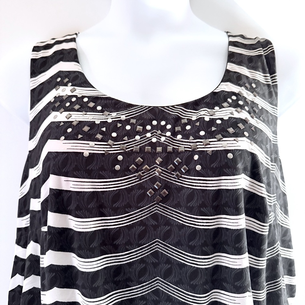 Style & Co Tranquil Waves Black White Embellished Maxi Dress 2X - Picture 3 of 15